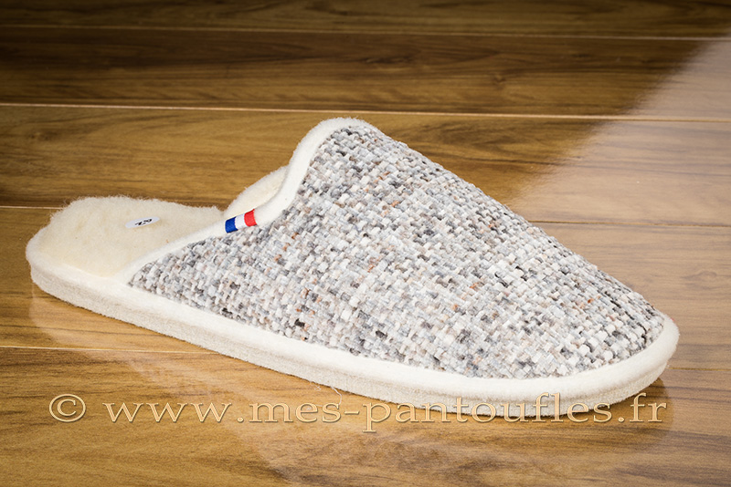 Mules charentaises tweed neige moucheté | Mes Charentaises