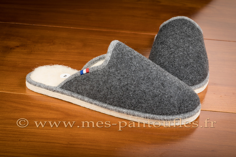 Mules semelles feutre gris anthracite