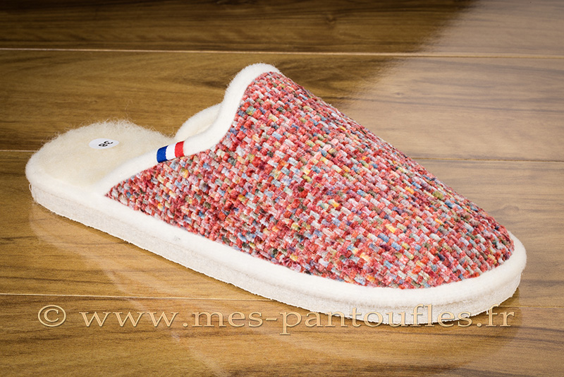 Mules confort-crêpe tweed rouge | Mes Charentaises