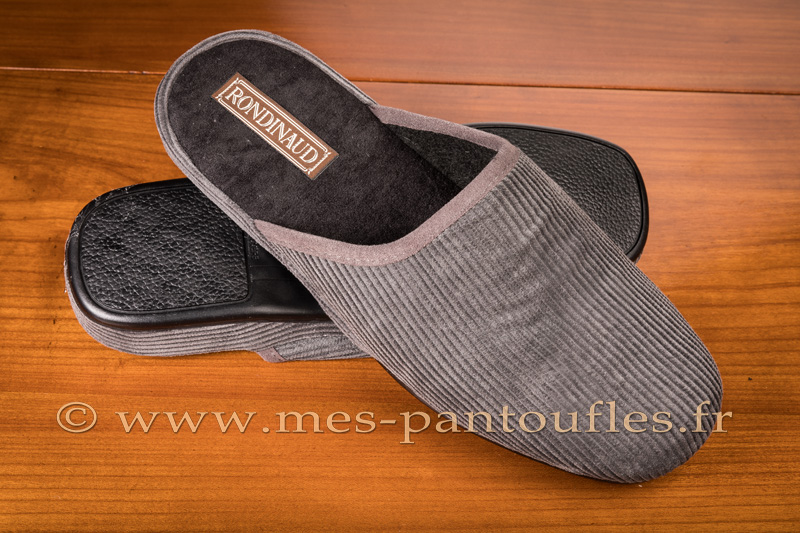 Mules pour hommes velours gris