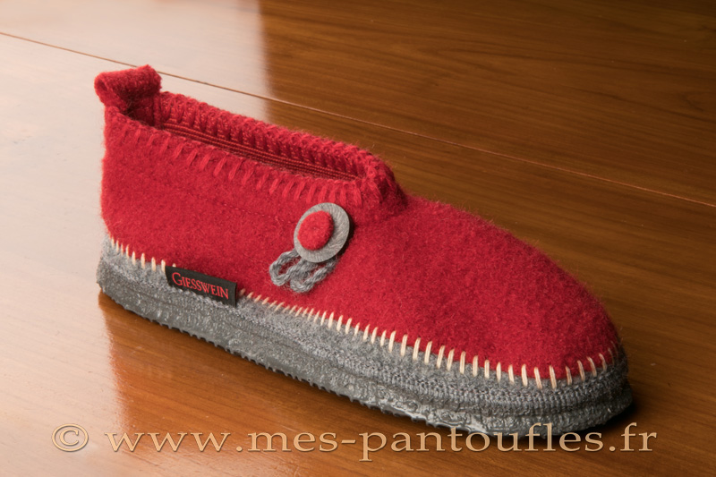 Chaussons giesswein rouge et gris - N° 9gies07