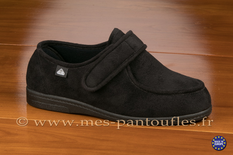 Chausson confort scratch hommes velours noir - N° 9kmac52