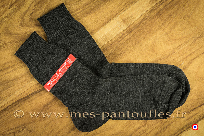 Mi-chaussettes sans élastique confort laine peignée anthracite