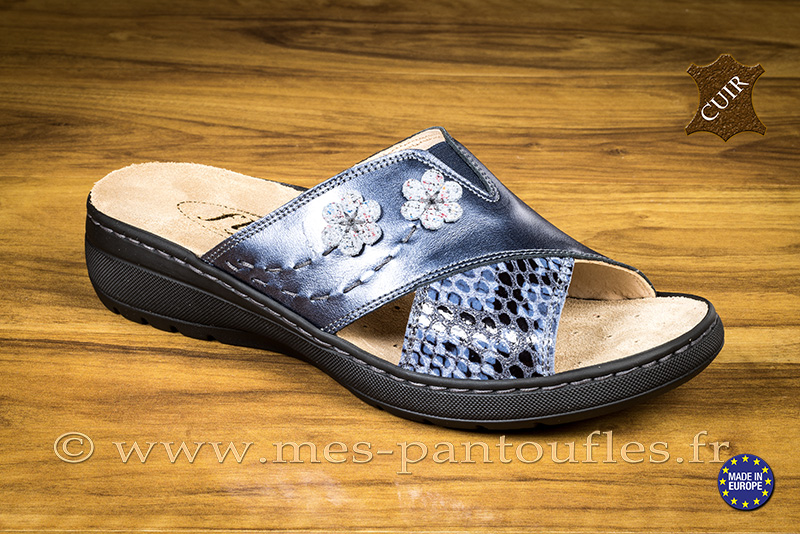 Sandales pour femme cuir marine