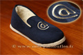 Charentaises feutre bleu marine brodees @
