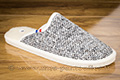 Mules charentaises tissu velours chenillé gris moucheté