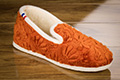 Pantoufles charentaises semelles confort crêpe velours texturé à fleur orange