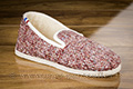 Pantoufles charentaises semelles confort crêpe tweed rouge