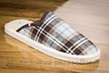 Mules confort-crêpe tartan bleu brun