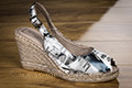 Espadrilles ouvertes imprimées noir et blanc