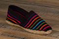 Espadrilles cousues main en toile rayée noir multicolor - n°9espt210