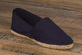 Espadrilles cousues main en toile bleue marine