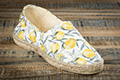 Espadrilles cousues main en toile décor citron