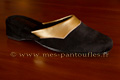Mules à talon noires et dorées