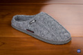 Pantoufles laine tricotée grise semelle antidérapante