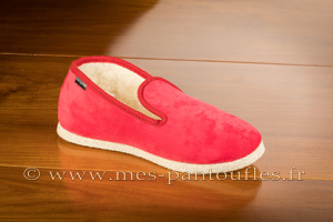Charentaises femmes en velours rouge