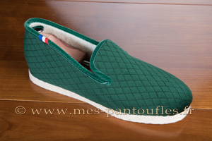 Charentaises feutre velours matelassé vert