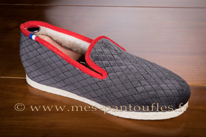 Charentaises feutre velours matelassé gris anthracite