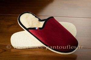 Mules semelles feutre velours bordeaux