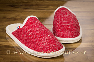 Mules semelles feutre tweed rouge