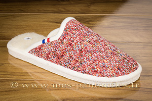 Mules confort-crêpe tweed rouge