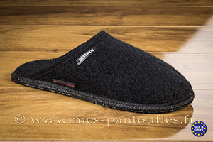 Pantoufles  laine semelle antidérapante noire