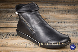 Bottine Chacal en cuir noir – Zip latéral et semelle amovible