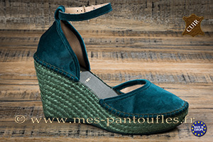 Espadrilles à talon compensé turquoise foncé