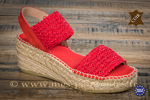 Sandale compensée rouge