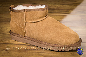 Mi-Boots Fourrées en Cuir Chamois velours