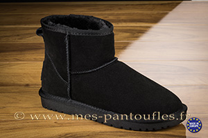 Boots Fourrées en Cuir noir daim 