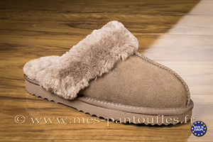 Mules fourrées taupe
