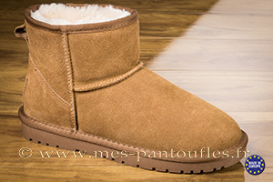 Boots Fourrées en Cuir Chamois velours