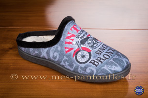 Mules imprimées vintage moto pour hommes