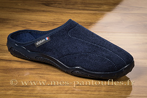 Mules hommes marine brodées bleu