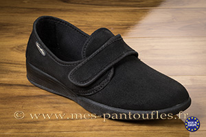 Chaussons femme à scratch noir