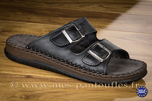 Sandale homme cuir noir