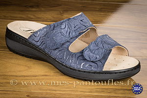 Sandales été Femme Aérofeet Noires à Strass, Semelle Cuir, Talon Plat 2.5cm, Pointure 38