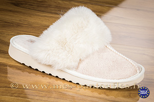 Mules fourrée nacrée beige hiver