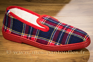 Pantoufles charentaises pour homme tartan bleu