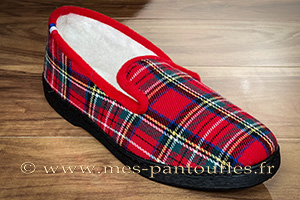 Pantoufles charentaises pour homme tartan rouge