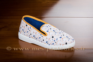 Charentaises Les Benaises beige moucheté semelle caoutchouc