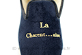 Charentaises bleu marine brodees semelle feutre  - 9a067