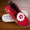 Charentaises rouge feutre fantaisie design - 9a108