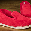 Charentaises femmes en velours rouge doublé velours - 9achm021