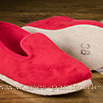 Charentaises femmes en velours rouge doublé velours - 9achm021