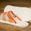Mules à carreaux semelle feutre jaune/orange - 9amont0106