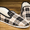 Pantoufles charentaises semelles feutre tartan noir et doré - 9amont0157