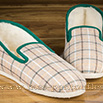 Pantoufles charentaises semelles feutre écossais vert/beige - 9amont0163