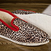 Pantoufles charentaises pour femme semelles feutre léopard bordure rouge - 9amont050
